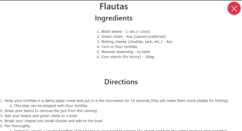 Recipe View Example